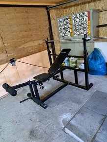 Landfit bench press + tyče + závažie