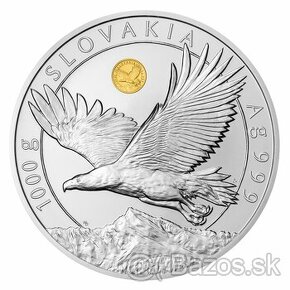 Stříbrná kilogramová investiční mince Orel 2023 se zlatou in - 1