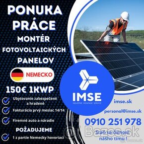 Monter fotovoltaickych panelov NEMECKO