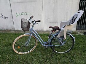 Mestský bicykel Elops 520 s nízkym rámom v džínovo modrej fa