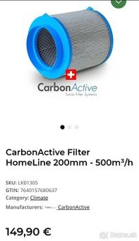 Carbon Active filtre nové