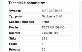 Letné pneumatiky Bridgestone Turanza T005 - 4ks - 1