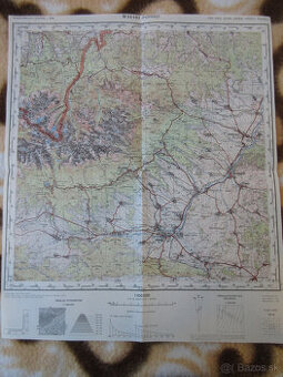 Mapa Poprad, Vysoké Tatry, Kežmarok, Štrba, Lendak r. 1953