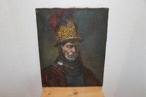 REMBRANDT – muž ve zlaté přilbě – malba na plátně - 1