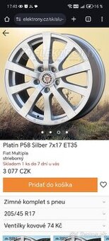 Predam disky 4x98 R17 (4x100) PLATIN SILBER