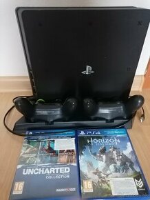 Ps4 Slim, 2 ovládače, 2 hry