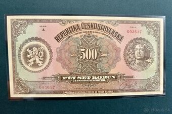 Bankovka 500 Kč emise 1923 hnědý legionář série A reprint 20