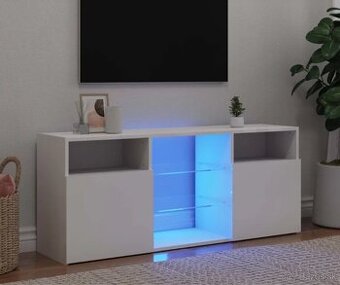 TV skrinka s LED svetlami biela 120x30x50 cm - 1