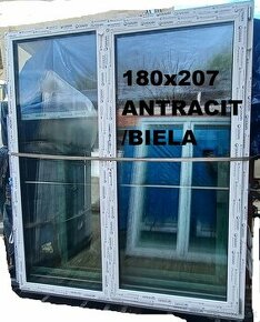 Predám balkón. dvere 180cm x 210cm antracit/biela 48 mm sklo