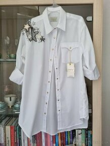 Nova biela bluzka/kosela oversized rucne vysivana vel.M - 1