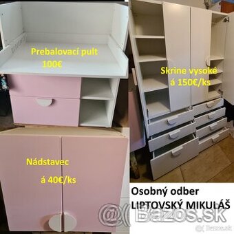 IKEA Skrine s nadstavcami + prebalovací pult