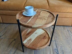 Konferenčný stolík (akáciové drevo, kov)