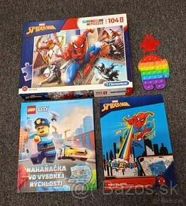 Puzzle Spiderman + omaľovánka + kniha Lego + Pop It - 1