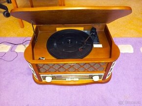 Retro gramofón s CD,LP,USB,kazetovým prehrávačom, AM/FM
