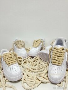 Nike Air Force 1 White - Custom Rope Laces - Natural