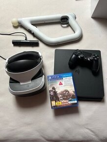 PS4 Slim + VR + Camera + Aim controller a hra