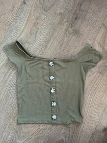 Dámsky top čierny / khaki - 1