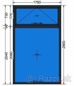 Predám nové plastové okno Salamander 1760 x 2865 mm ANTRACIT