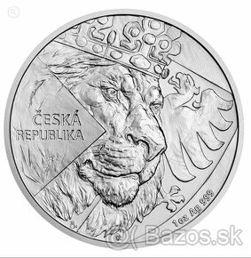 Strieborná minca Český lev 2024, 1 Oz, 16.500 ks