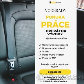 Operátor výroby s možnosťou pracovať len cez víkend