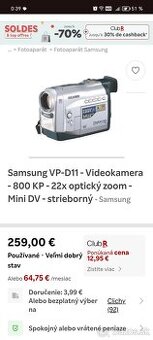 Predám Samsung videokameru