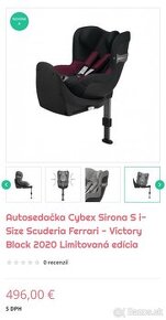 Detska autosedacka Cybex Ferrari vrátane otočnej základne