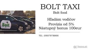 Hľadáme vodičov taxislužby od 5%+Bolt food