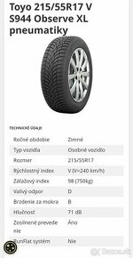 Predam zimne pneumatiky Toyo 215/55R17 - 1