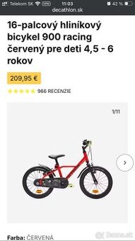 Detsky Bicykel BTWIN 16’ hliníkový