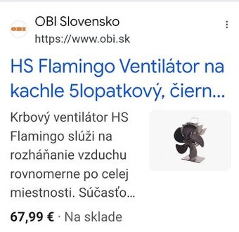 Predám nový nepoužitý krbový ventilátor