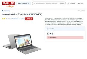 Lenovo 330, i5-8300H, GTX 1050, 15" FHD, zľava -71%