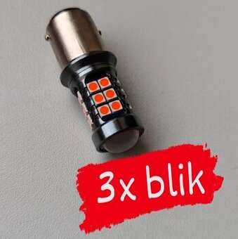 Predám červenú LED brzdovú žiarovku, 3x blik