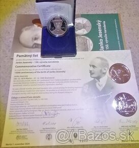 10 euro /proof/Janko Jesenský+pamätný list