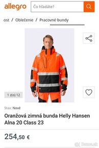 Oranžová zimná bunda Helly Hansen Alna 20 Class 23