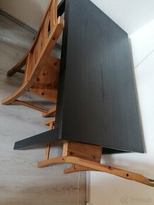 Rozkladací čierny stol Ikea + 2 stoličky - 1