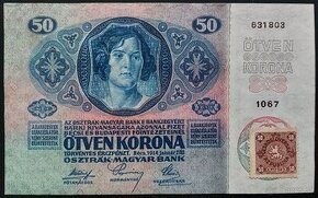 50 KORÚN ROK 1914 RU - KOLOK ČSR  ROK 1919 - VEĽMI VZÁCNA