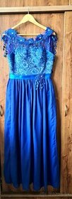 Modré čipkované šaty veľkosť 38-40 - 1