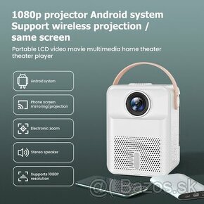 Android projektor 4000 lumens, 1080P HD video, 40-170" - 1
