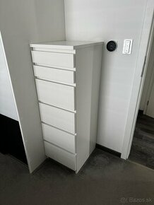 Komoda IKEA MALM 6 zásuviek biela + zrkadlo