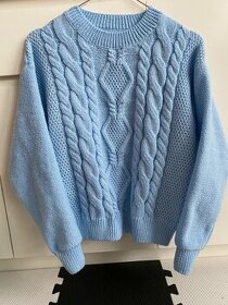 Modry pletený sveter XS