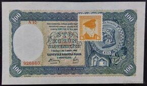 100 KORÚN SLOVENSKÝCH ROK 1940 SŠ-KOLOK 1945- NEPERFOROVANÁ