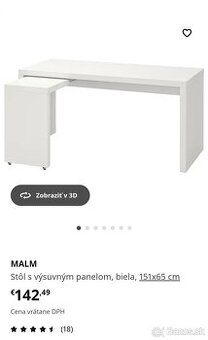 Písací stôl s výsuvným panelom Malm - IKEA