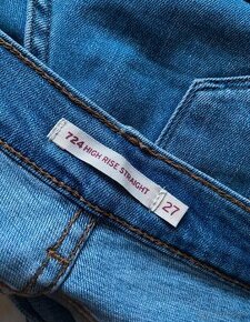 Levis High rise straight 27 32 Modré roztrhané rovné