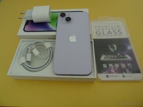 iPhone 14 128GB PURPLE - ZÁRUKA 1 ROK - VELMI DOBRY STAV