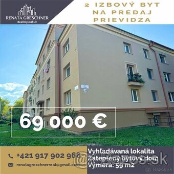 2 IZBOVÝ BYT NA PREDAJ, PRIEVIDZA, 69 000€