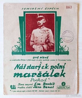 Vlasta Burian C a k polní maršálek, originální noty 1930 - 1