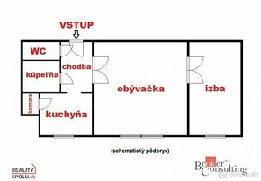 Veľký 2 izb. byt s možnosťou prerobenia na 3 izbový, predaj - 1