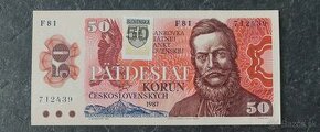 50 Kčs 1987 + SK kolok, stav N