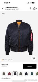 Alpha industries bombera 2XL čierna