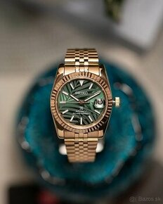 Hodinky Seiko Mod Rose Gold With Green Palm Dial